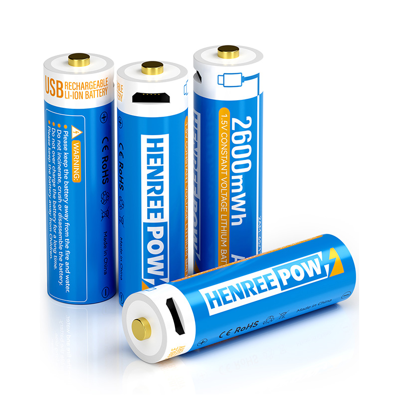 HENREEPOW 2600MWH 1,5 V di tipo C aa batterie ricaricabili