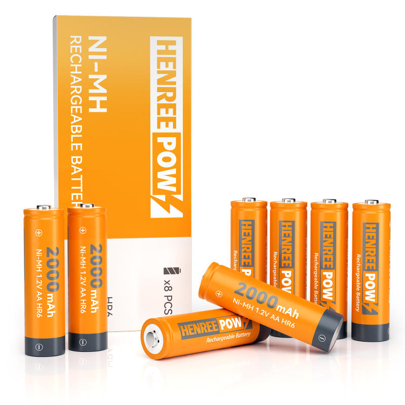 HENREEPOW AA 2000MAH 1,2 V Batteria ricaricabile Ni-MH ad alta capacità