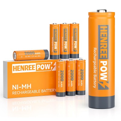 HENREEPOW AA 2000MAH 1,2 V Batteria ricaricabile Ni-MH ad alta capacità