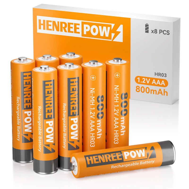 HENREEPOW AAA 800MAH 1,2 V Batteria ricaricabile Ni-MH ad alta capacità