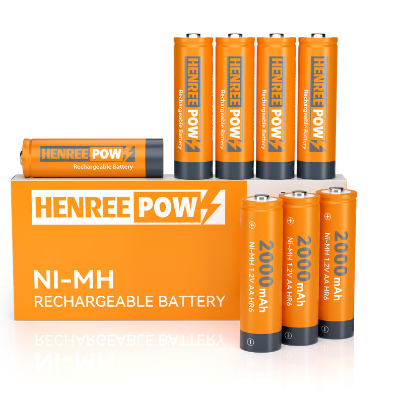 HENREEPOW AA 2000MAH 1,2 V Batteria ricaricabile Ni-MH ad alta capacità