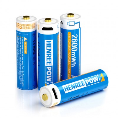 Batterie al litio ricaricabili Henreepow AA 2600